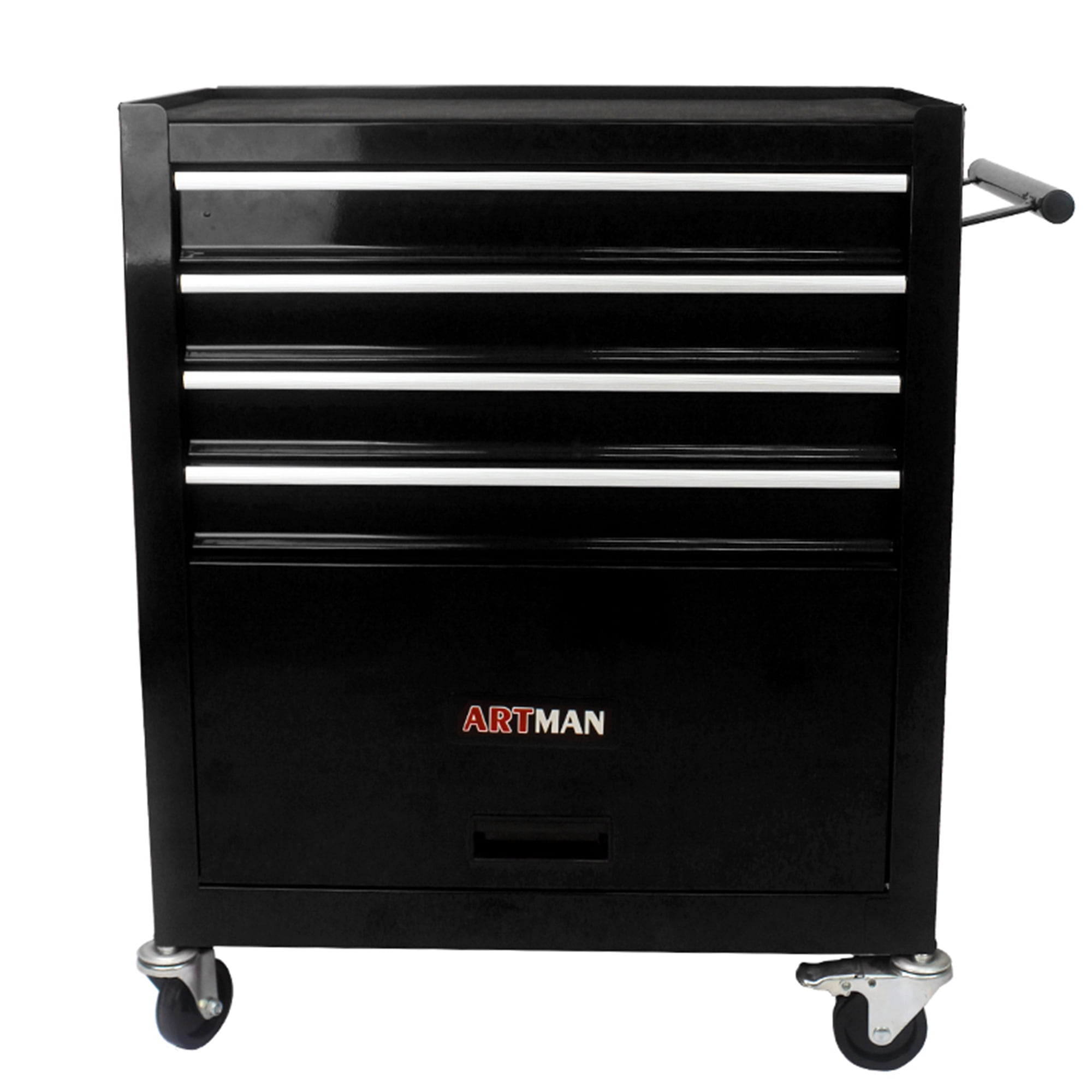 Aukfa Tool Chest, 24.5 in Steel Rolling Tool Box & Cabinet On Wheels for Garage, 4-Drawer, Black