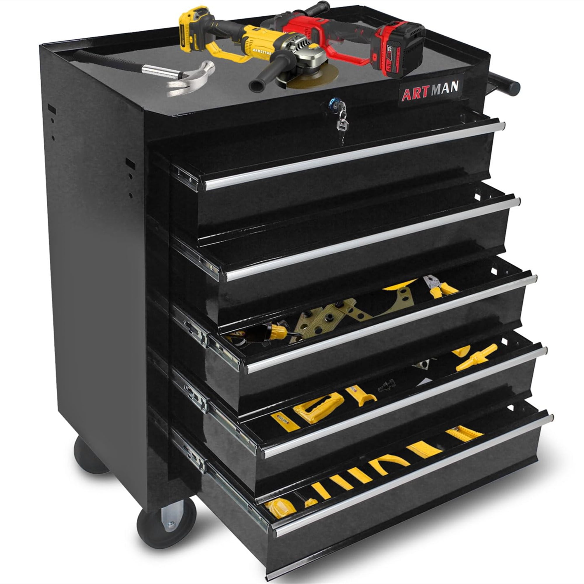 Free Shipping! Aukfa Tool Chest, 5-Drawer Steel Rolling Tool Free Shipping! Aukfa Tool Chest, 5-Drawer Steel Rolling Tool