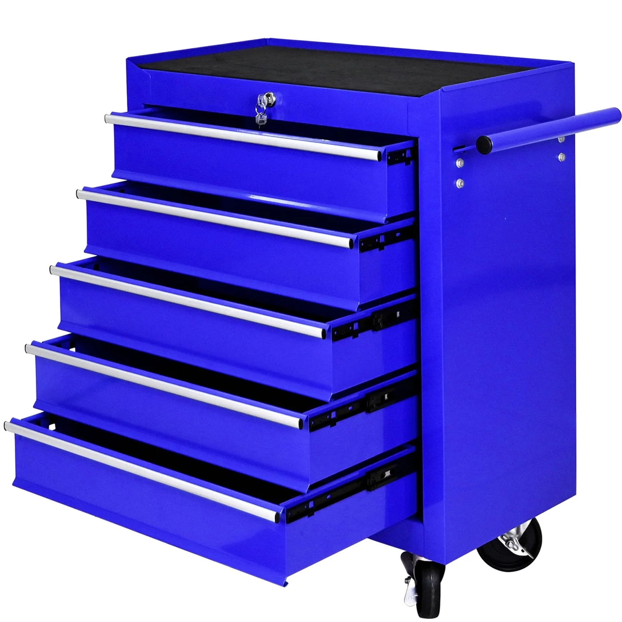 Aukfa Tool Chest, 5-Drawer Steel Rolling Tool Box on Wheels for Workshop Garage, Blue