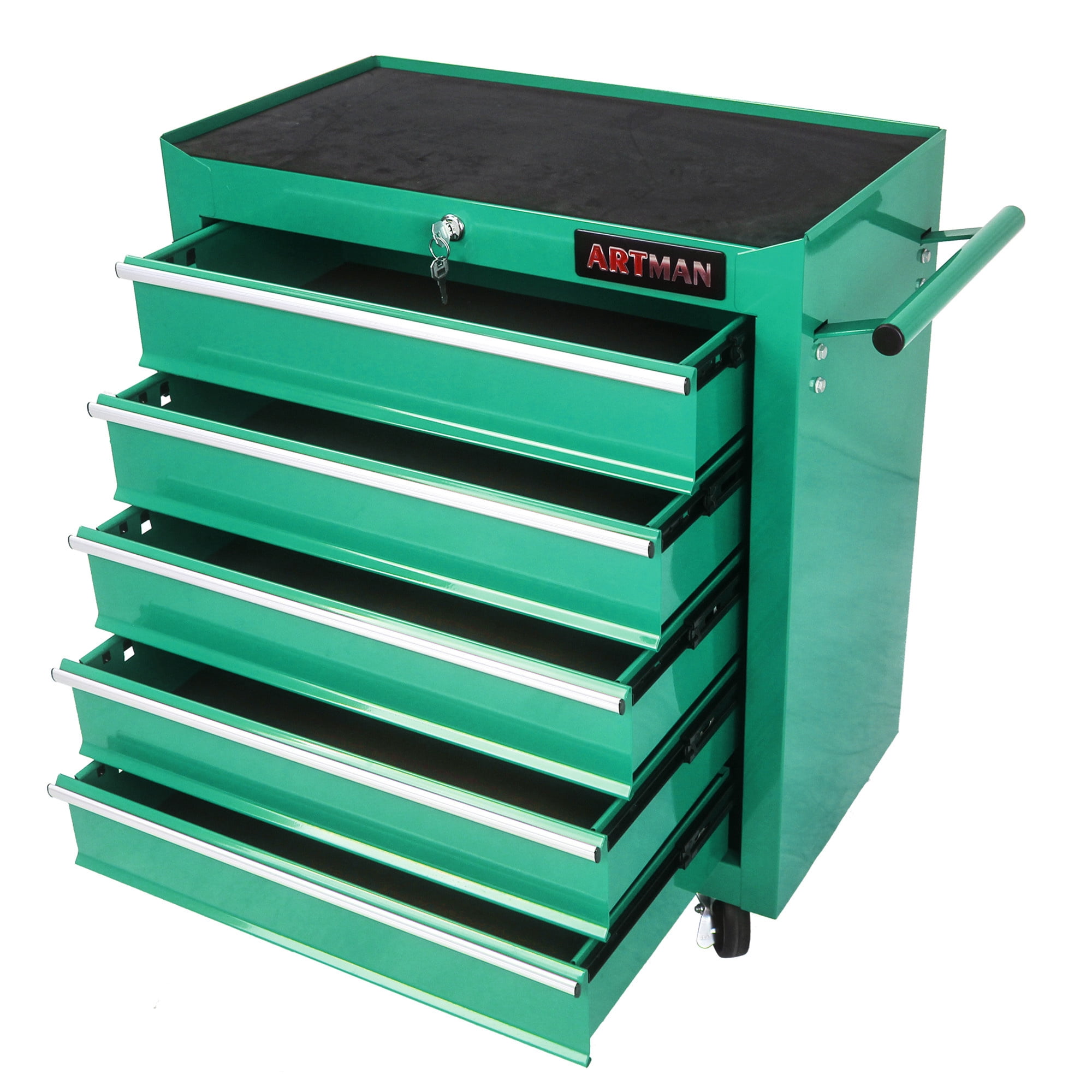 Aukfa Tool Chest, 5-Drawer Steel Rolling Tool Box on Wheels for Workshop Garage, Green