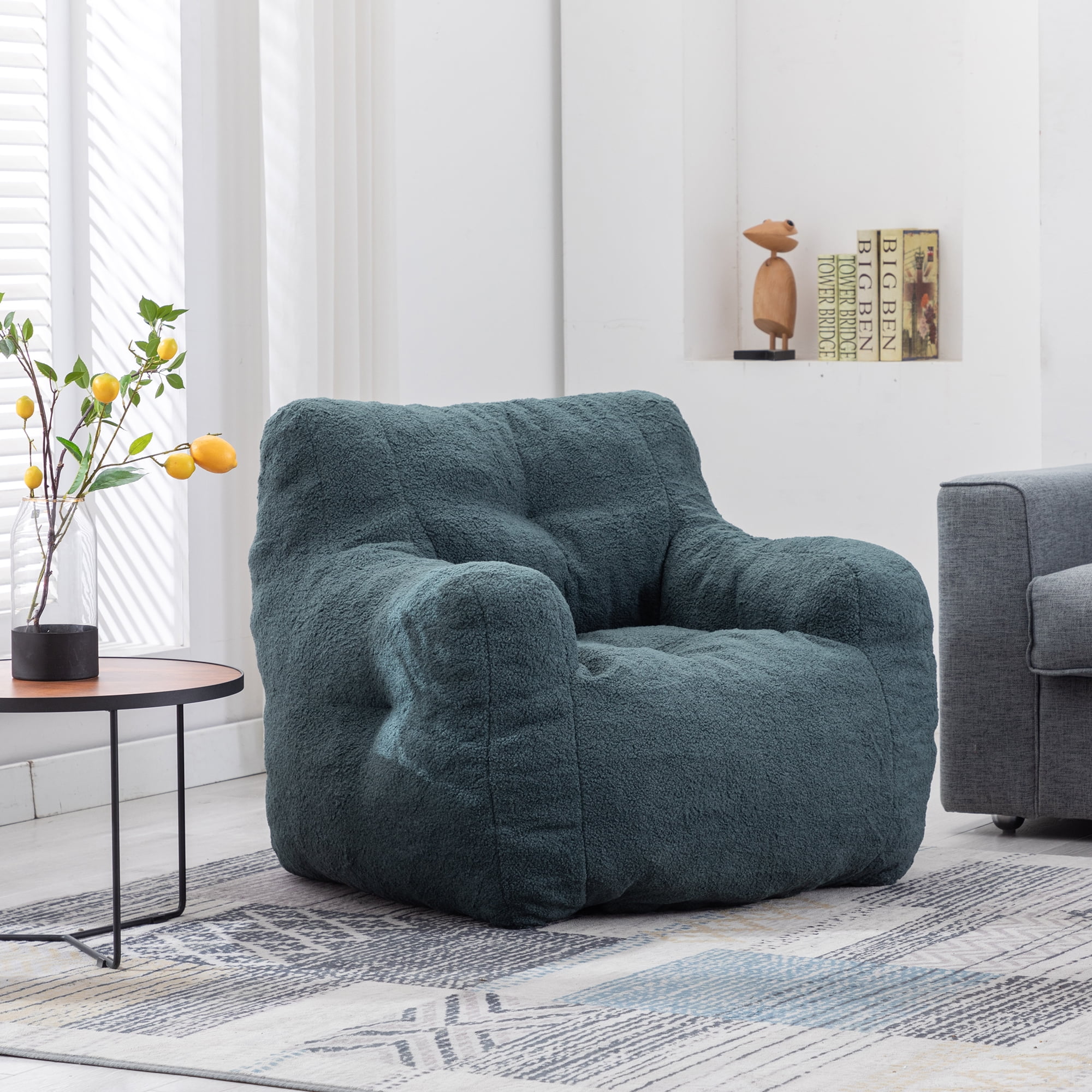 Aukfa Tufted Foam Bean Bag Chair Arm Chair for Kids Adults