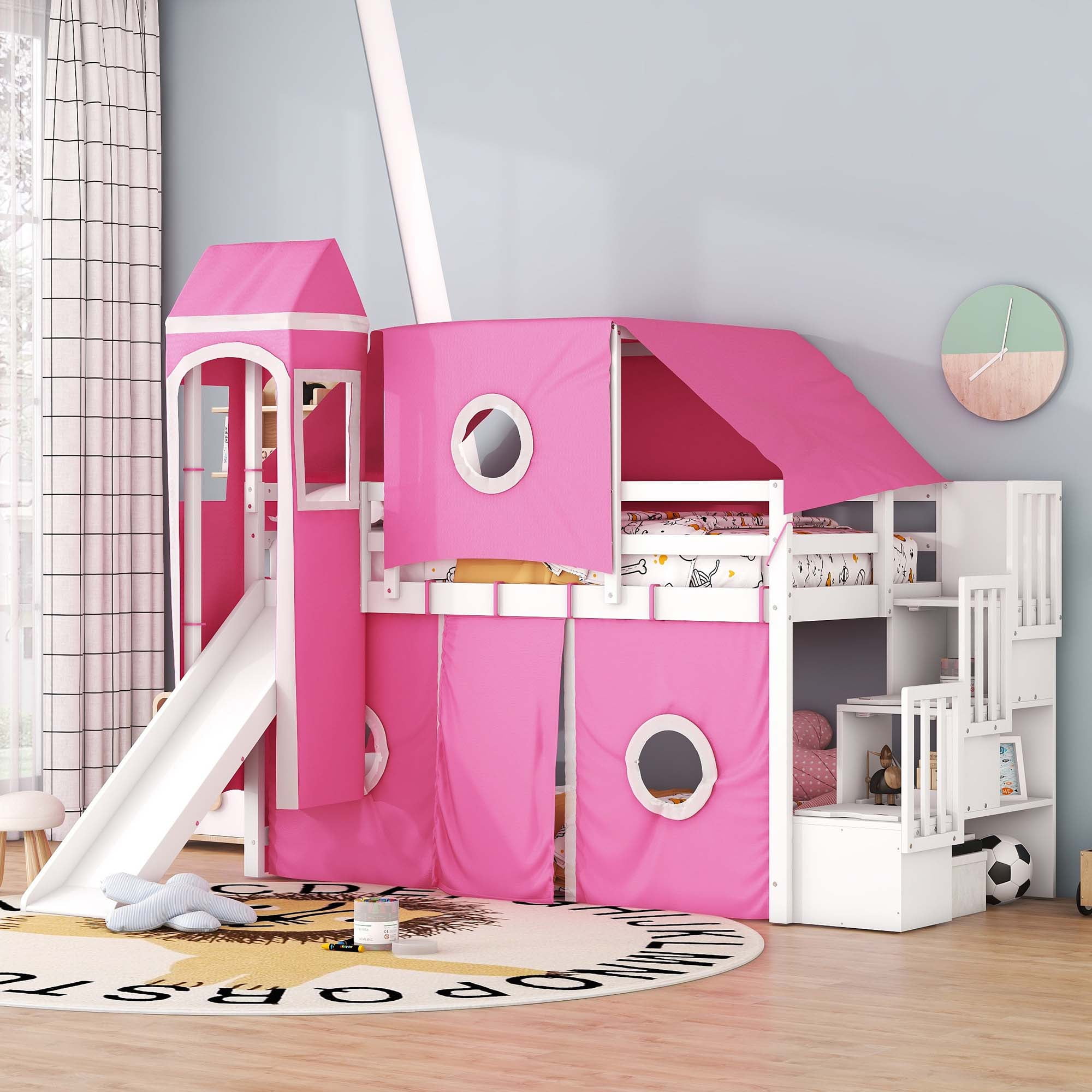 Princess castle 2024 bed with slide