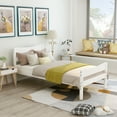 thumbnail image 1 of Aukfa Twin Platform Bed, Wood Bed Frame with Headboard, White, 1 of 8