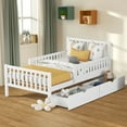 thumbnail image 1 of Aukfa Twin Platform Bed with Storage Drawers and Safe Rails, Wood Bed Frame, White, 1 of 8