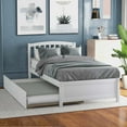 thumbnail image 1 of Aukfa Twin Platform Bed with Trundle - Trundle Bed with Headboard for Kids Teens - White, 1 of 8