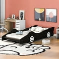 thumbnail image 1 of Aukfa Twin Size Race Car Bed, Wood Toddler Bed with Wheels, Black, 1 of 8