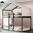 thumbnail image 1 of Aukfa Twin over Twin Bunk Bed, Wood Bed Frame with House Top Tent for Kids Boys Girls, Espresso, 1 of 8