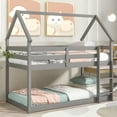 thumbnail image 1 of Aukfa Twin-over-Twin Bunk Bed - Wood Bunk Bed with House Roof for Kids - Gray, 1 of 8
