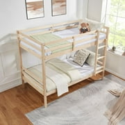 Aukfa Twin over Twin Bunk Bed, Wooden Bunk Bed with High Guardrail for Kids/Teens and Dorm Room/Guest Room, Oak