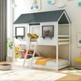 thumbnail image 1 of Aukfa Twin over Twin Bunk Bed with Roof and Window, Wood Playhouse for Kids - White, 1 of 8