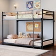 thumbnail image 1 of Aukfa Twin over Twin Metal Bunk Bed with Full-Length Guardrails for Kids and Teens, Quiet Design, Black, 1 of 8