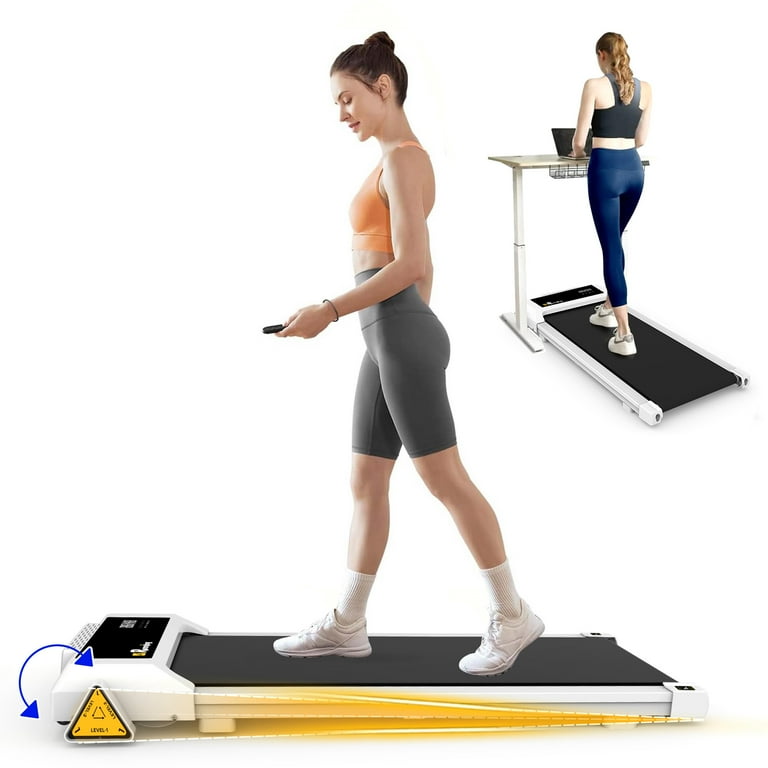 Aukfa Under Desk Treadmill with Incline Walking Pad for Home Office Workout 265 lb Capacity 4 mph Speed White Walmart
