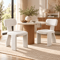 thumbnail image 1 of Aukfa Upholstered Dining Chairs Set of 2, Teddy Boucle Kitchen Chairs with Curved Backrest, Modern Minimalist,White, 1 of 7