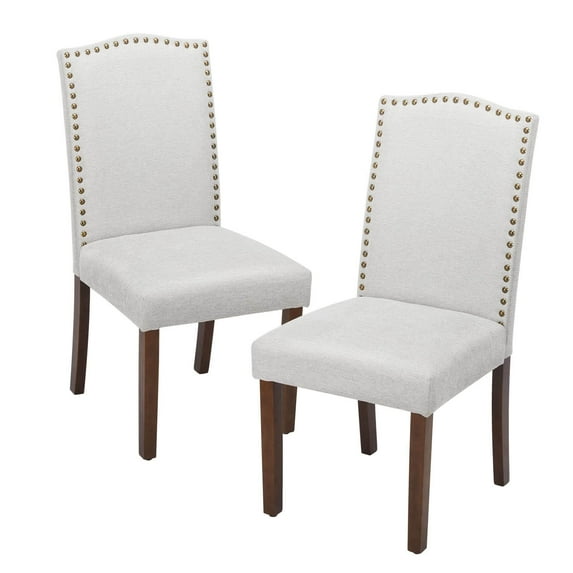 Aukfa Dining Chairs Set of 2, Kitchen Dining Room Chairs Side Chairs with Nailhead Trim Gray