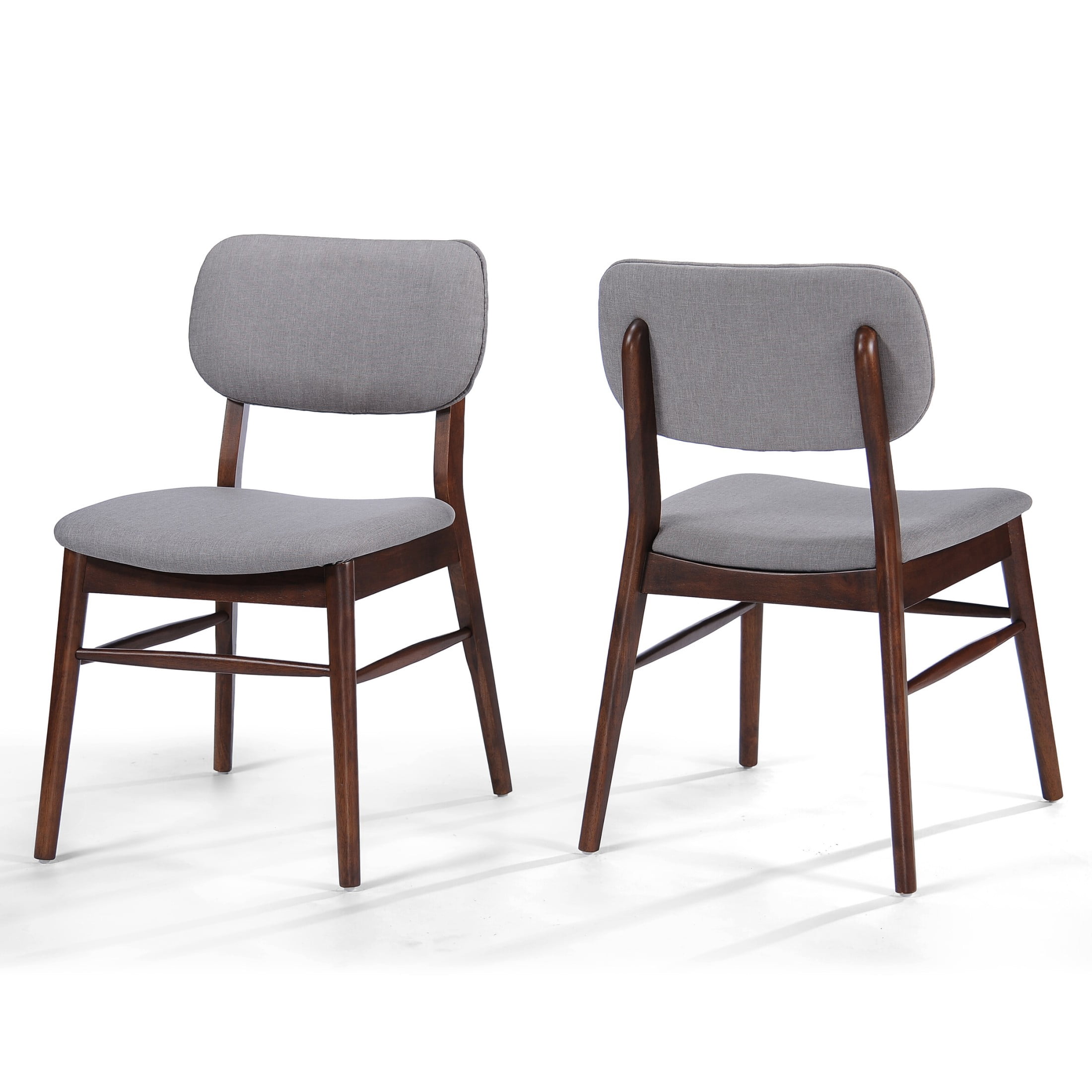 Aukfa Upholstered Dining Chairs with Curved Back & Rubberwood Legs (Set of 2), Brown