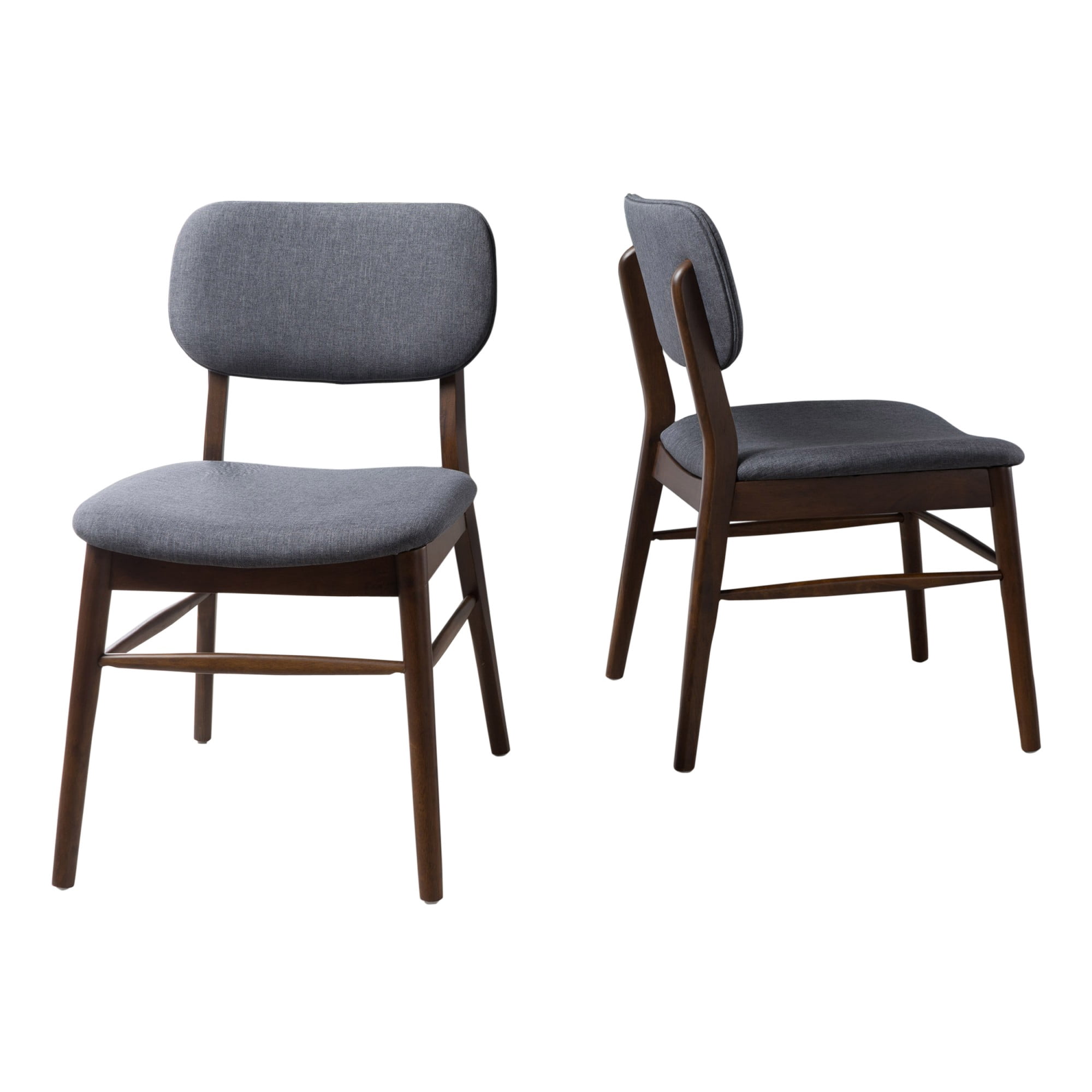 Aukfa Upholstered Dining Chairs with Curved Back & Rubberwood Legs (Set of 2), Dark Brown