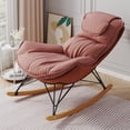thumbnail image 1 of Aukfa Upholstered Rocking Chaise Lounge Chair for Home Office, Velvet, Pink, 1 of 10