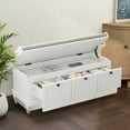 thumbnail image 1 of Aukfa Upholstered Storage Bench with 3 Drawers, Flip-Open Storage Box for Entryway, Hallway, Mudroom, White, 1 of 8