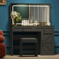 Aukfa Vanity Desk w/ Large Mirror and LED Light, Dressing Table Set for