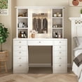 thumbnail image 1 of Aukfa Vanity Table Set Makeup Vanity Dressing Table with Mirror, 6 Drawers & Shelves, White, 1 of 9
