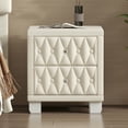 thumbnail image 1 of Aukfa Velvet 2-Drawer Nightstand with Crystal Knob Handles, Button-Tufted Bedside Table for Bedroom/Living RoomBeige, 1 of 8