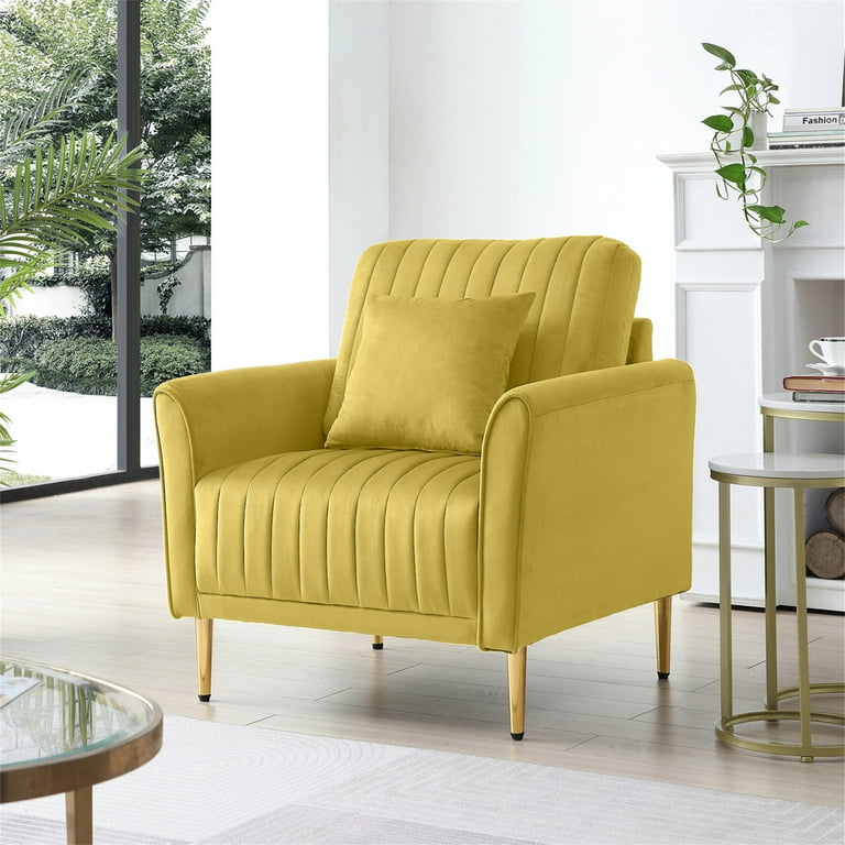 Aukfa Velvet Accent Chair Overstuffed Single Sofa Arm Chair