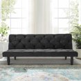thumbnail image 1 of Aukfa Velvet Futon Convertible Sofa for Home Office, Tufted Back, Space Save, Black, 1 of 8