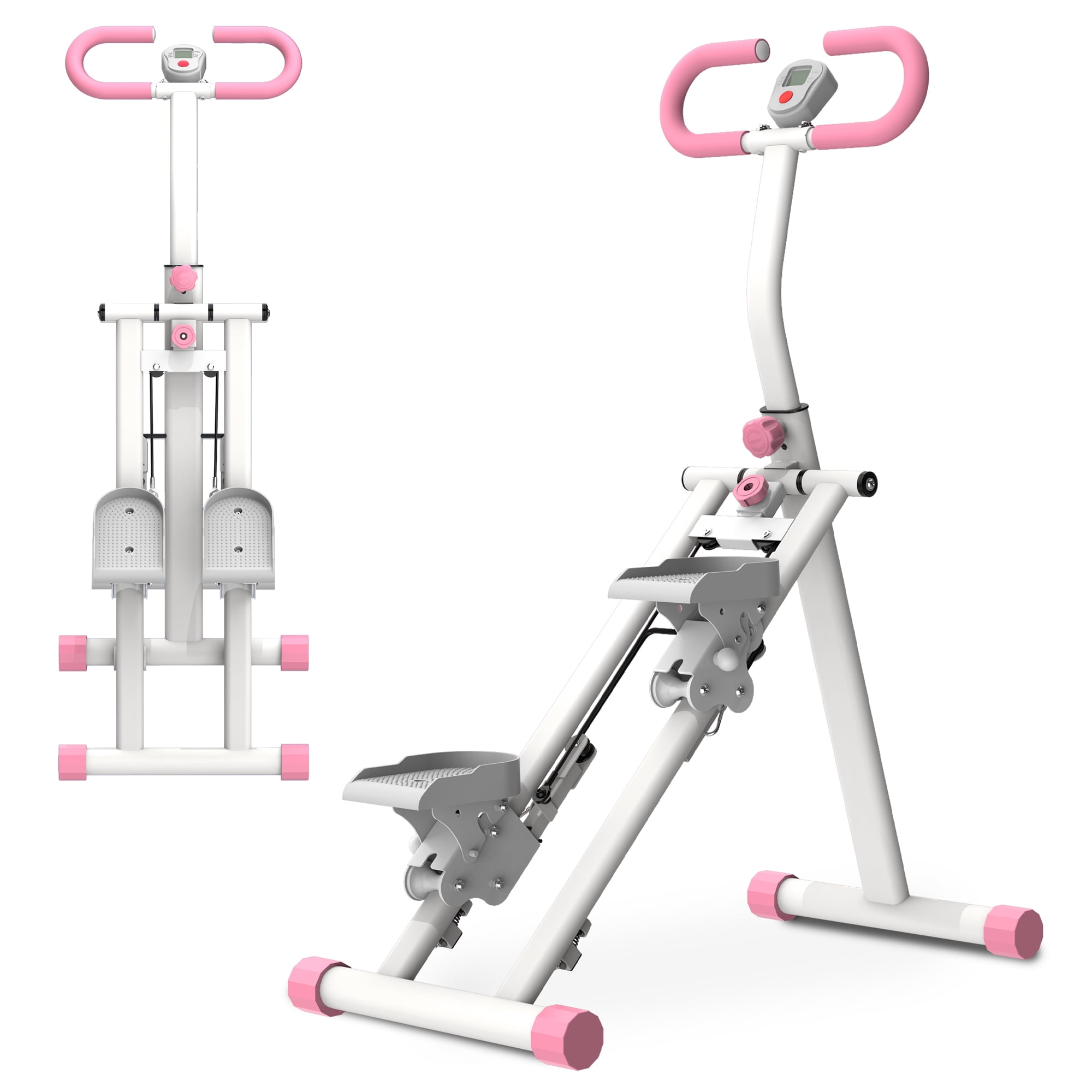Aukfa Vertical Climber Machine, 3-in-1 Folding Cardio Stepper Climber for Home Gym,LCD Display, 265 lbs Capacity,Pink