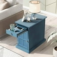 thumbnail image 1 of Aukfa Vintage End Table with USB Ports, Drawer, and Cup Holders - Narrow Sofa Side Table for Living Room and Bedroom - Antique Blue, 1 of 8