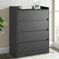 thumbnail image 1 of Aukfa Wood 4 Drawer Dresser,Chest of Drawer with Anti-fall Device, Black, 1 of 9