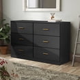 thumbnail image 1 of Aukfa Wood 6 Drawer Dresser, Chest of 6 Drawers for Bedroom Living Room,Black, 1 of 8