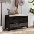 thumbnail image 1 of Aukfa Wood Storage Bench with Removable Basket and 2 Drawers for Entryway - Espresso, 1 of 8