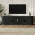 thumbnail image 1 of Aukfa Wood TV Stand for TVs up to 75", Entertainment Center with Fluted Tambour Sliding Door,Black, 1 of 8