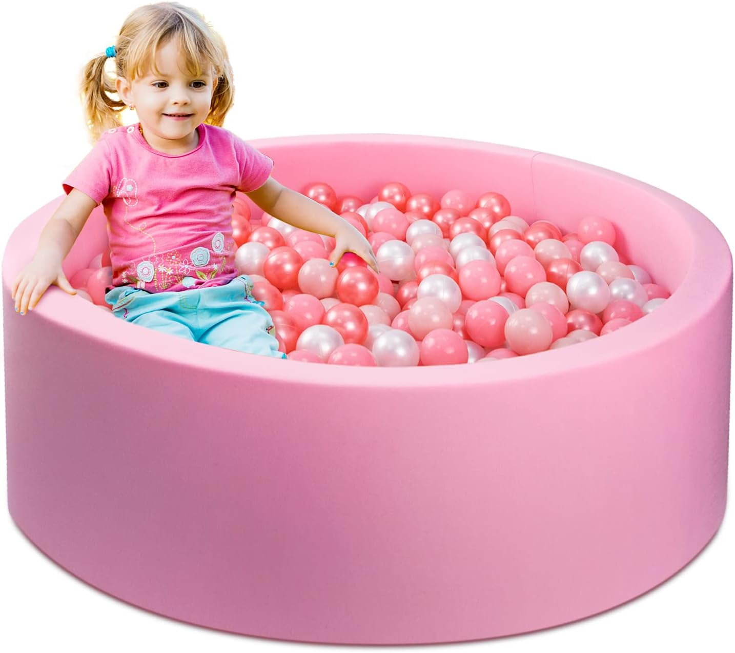 Auksay Foam Ball Pit for Kids Toddlers Babies,Upgrade One-Piece Sew Toddler Ball Pits,Round Soft Memory Foam Baby Ball Pit,Ball Pit for Ball Pit Balls Ball Pool Playpens,Easy Clean(Ball NOT Include)