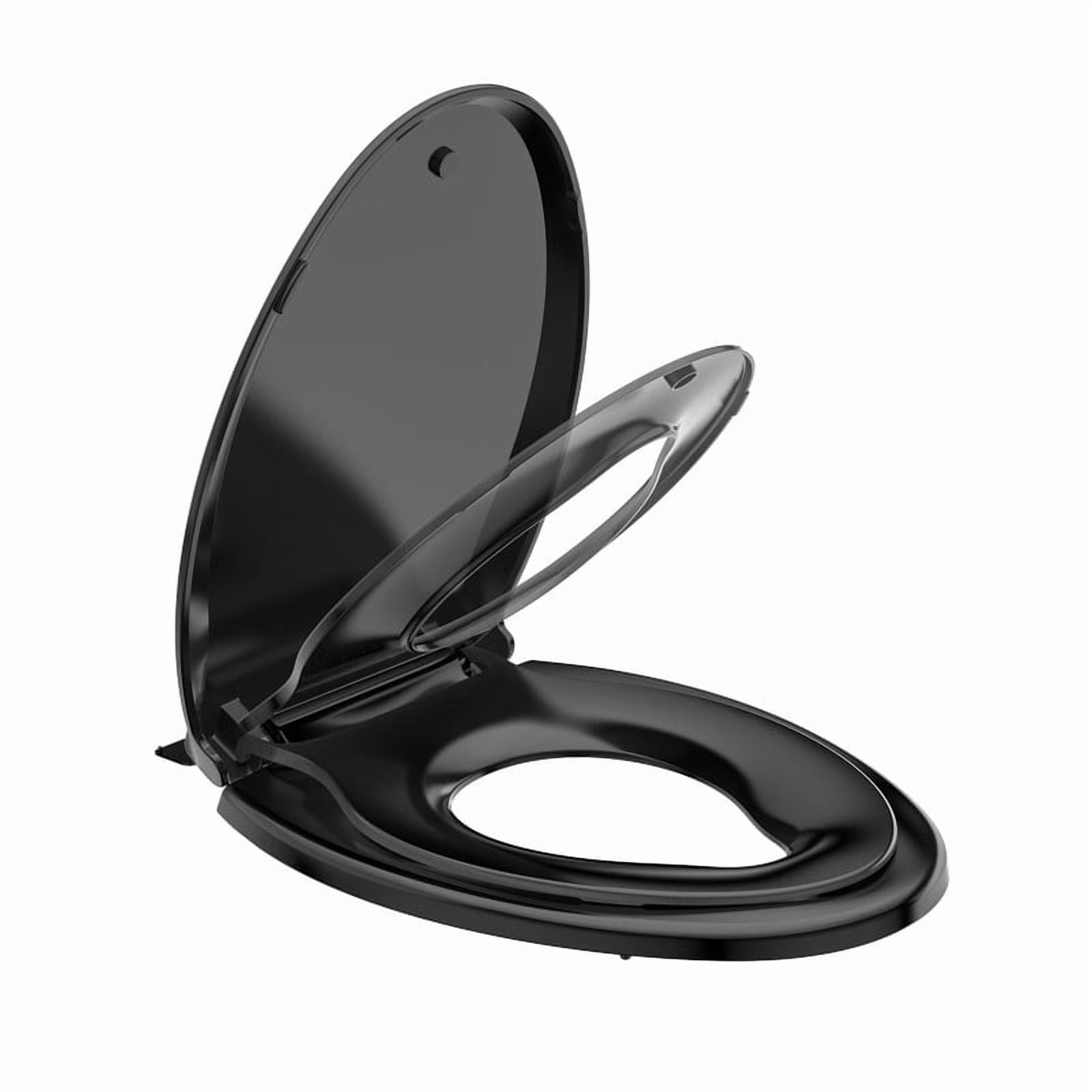 Auktopt Elongated Toilet Seat with Built in Toddler Potty Training Toilet Seat, Soft Close, Easy to Install, Black