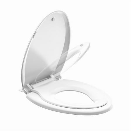 Auktopt Elongated Toilet Seat with Built in Toddler Potty Training Toilet Seat, Soft Close, Easy to Install, White