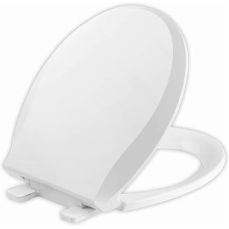 D-Shape Soft-Close Toilet Seat – White PP Plastic, Quick-Release, Adjustable Hinges, Fits 395-465mm Length, 100-220mm Hole Spacing