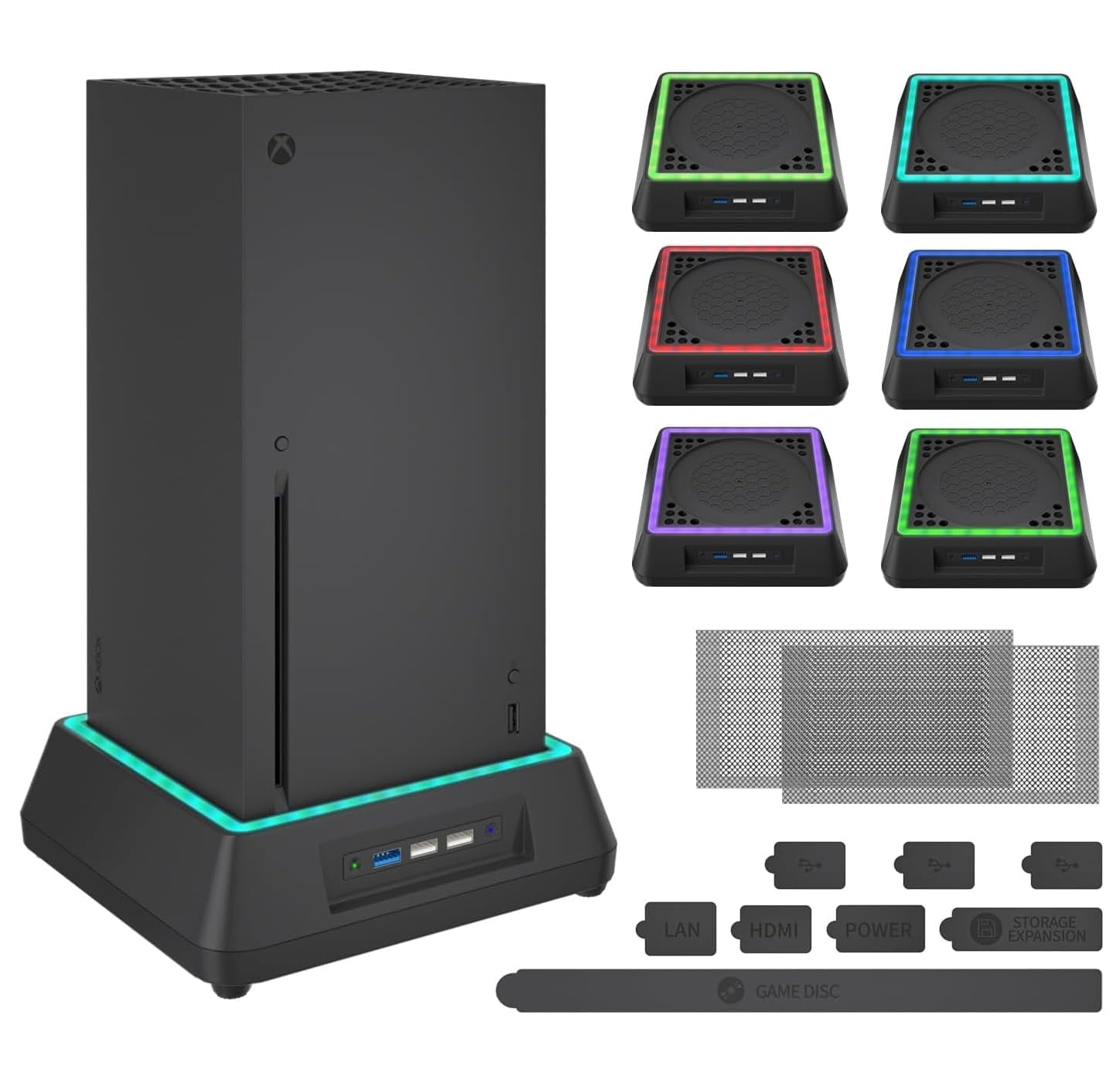 Aukuoy Cooling Fan for Xbox Series X, RGB LED Indicator Cooling Stand