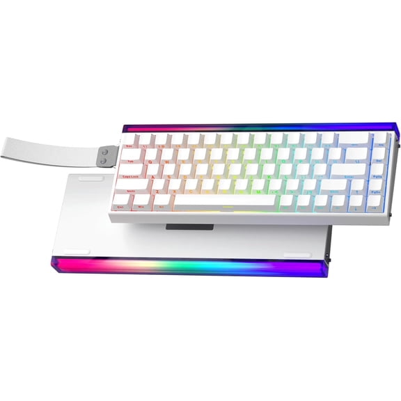 Aula 68 HE Wired Gaming Keyboard, Hall Effect Keyboard with , Rapid Trigger Mode, 8KHz Polling Rate, PBT Keycaps, RGB Lightbox&Backlit, 65% White Small Keyboards for Gamer/PC