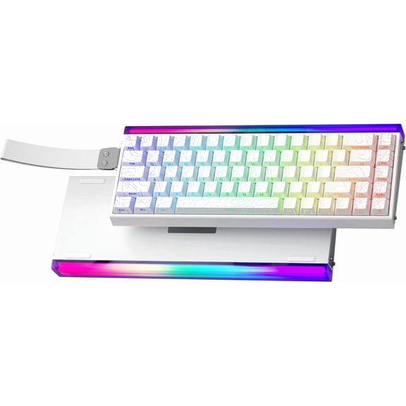 Aula 68 HE Wired Gaming Keyboard, Hall Effect Keyboard with , Rapid Trigger Mode, 8KHz Polling Rate, PBT Keycaps, RGB Lightbox&Backlit, 65% White Small Keyboards for Gamer/PC