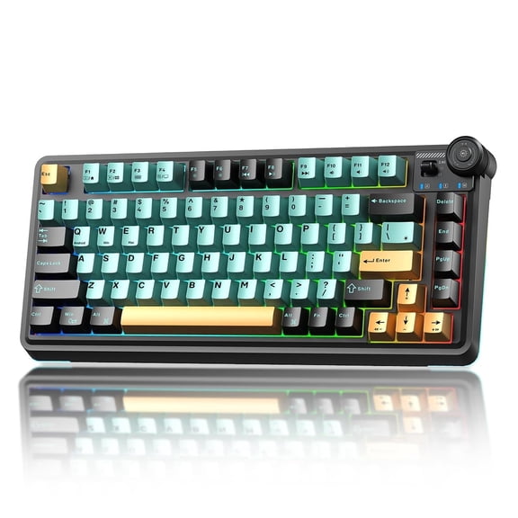 Aula AU75 Wireless Mechanical Keyboard, Hot Swap Gasket Gaming Keyboard with Knob, 4000mAh, 75% Five-Layer Padding PBT Keycaps, Orange