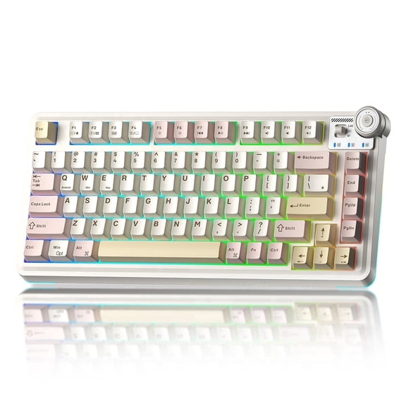 Aula AU75 Wireless Mechanical Keyboard, Hot Swap Gasket Gaming Keyboard with Knob, 4000mAh, 75% Five-Layer Padding PBT Keycaps, Pink