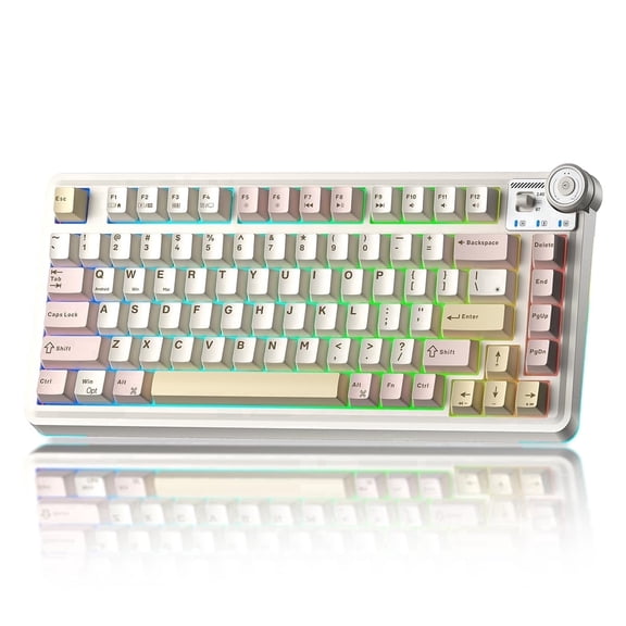 AULA F75 75% Wireless Mechanical Keyboard, Hot-Swappable, Tri-Mode, Blossom Linear Switch, RGB, Cream