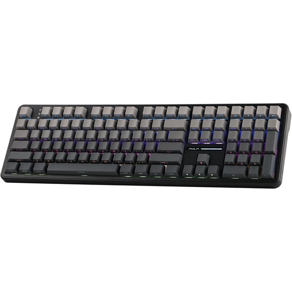 Aula F108 Gaming Keyboard, Full Size Mechanical Keyboard with 4000mAh , 108 Hot-Swappable and Programmable , RGB Backlight, for /PC/Android (Black Gradient)