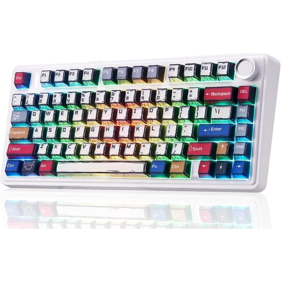 Aula F75  Mechanical Keyboard,Creamy Keyboard with RGB Backlit Hot Swappable, 81  75% Layout Gaming Keyboard, /2.4GHz/Type-C, Creamy Sounding - Reaper Switches