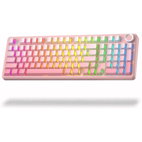 Aula F99 Pro Silent Mechanical Keyboard with Knob, BT5.0/2.4GHz/USB-C Hot Swappable, Pre-lubed Linear Switches, RGB Backlit, Gasket Mounted,Gradient PC Gaming Keyboard for Win/