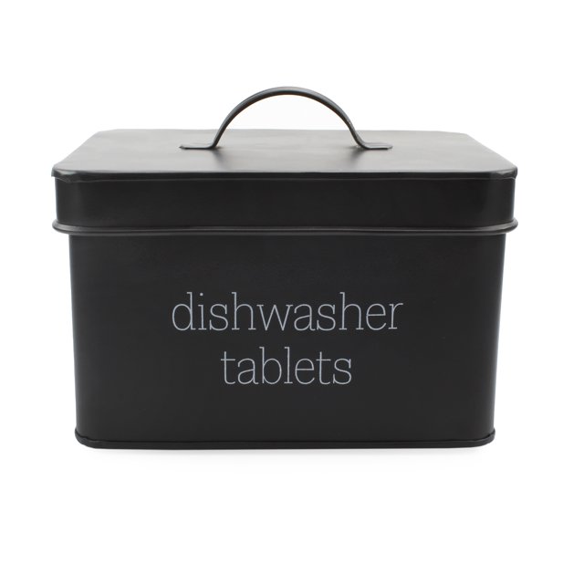 AuldHome Black Dishwasher Pod Holder, Tablet Container; Enamelware