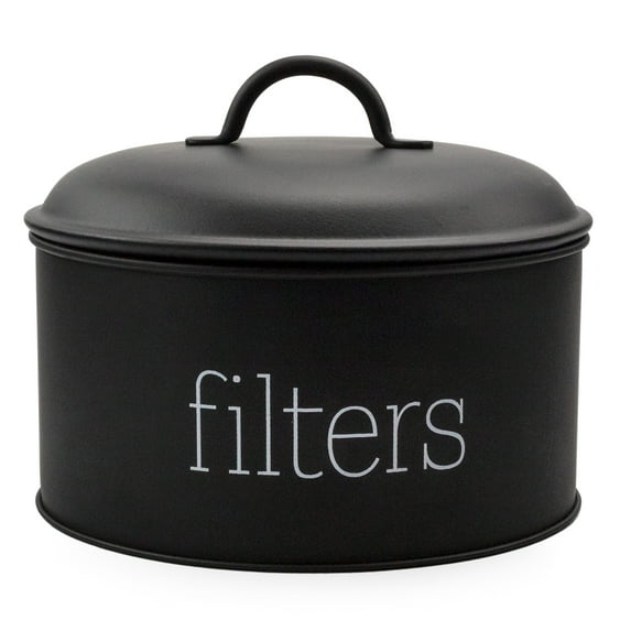 AuldHome Design Basket Coffee Filter Holder (Black), Enamel Filter Storage Container in Modern Farmhouse Enamelware Design