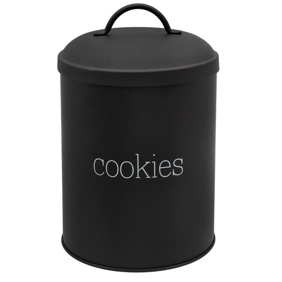 AuldHome Design Black Enamelware Cookie Jar, Large Modern Farmhouse Treats Canister