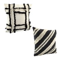 thumbnail image 1 of AuldHome Design Boho Farmhouse Throw Pillow Covers, 16 x 16 Black and Off White Fringed Couch Pillows, 1 of 8